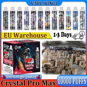 Europe Warehouse Original Uzy Crystal Pro Max 10000 Puff 10000 Cigarettes jetables E Cigarettes 1,2 ohm Mesh 16 ml POD Batterie Rechargeable Puff 10k RBG VACPER 10K