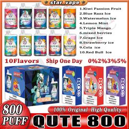 Originele uzy qute 800 puffs e sigaret 0%2%3%5%Wegwerp 10flavors Vapes Voorgevulde 3 ml pods 650 mAh batterij vape pen apparaat puff 800 vs ski ske elux legende instock