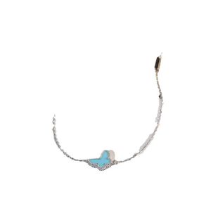 Originele van klaver blauw turquoise witte fritillaria vergulde 18k rose goud vlinderarmband live uitzending