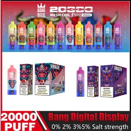 Vape originale Bang 20000 Puffs 20k Puff 20000 Cigarettes électroniques à écran intelligent Vape jetable 0% 2% 3% 5% 25ml Pod prérempli 650mah Batterie rechargeable Vaper puff 9k