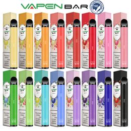 Original VAPEN BAR Certification TPD Kits E-Cigarettes Stylos Vapes jetables 650 bouffées 20 mg 2% NIC Capacité 2,0 ml Batterie 500 mAh Vaporisateurs portables Vapeur pré-remplie