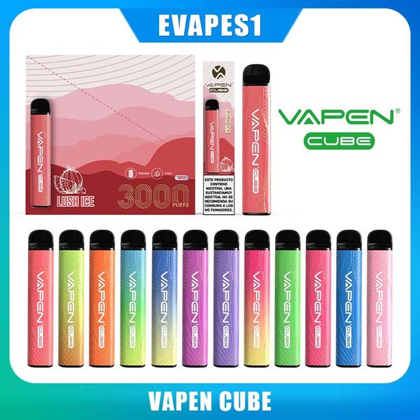 Original VAPEN CUBE 3000 Puff jetable vape e cigarettes Kits de démarrage de vaporisateur portable 0% 2% 5% prérempli capacité 8 ml batterie 1000 mah 12 saveurs VS vapme 2500