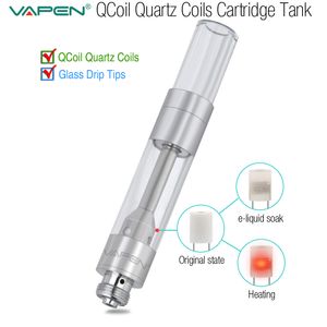 Originele VAPEN QCOIL Cartridges Quartz Coils Tank Pyrex Glas Crystal Drip Tips Vape Dikke Oil Bud Touch Vaporizer 510 O Pen Atomizers Damp