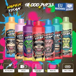 Original VAPEN TITAN 10000 bouffée 10k vape jetable 20ml rechargé Puff razz bar 10k 12k 15k rechargeable stylo vape jetable e cigarettes vapes 650mah entrepôt de l'ue