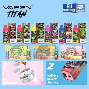 EU Expédition rapide VAPEN TITAN Vape jetable 10000Puffs e Cigarettes 20 ml Rechargé Puff Razz Bar Tornado Saveur 9K 10K 12K Vente en gros i Wape Cigs Livraison sûre Vapeur