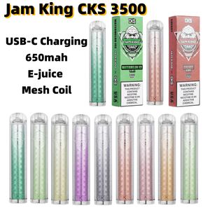 Originele Vaper desechables EU Warehouse Jam King CKS 3500 bladerdeeg E-sigaret vaper USB-C Opladen Mesh Coil Puff 2800 6ml Voorgevuld 650mAh Oplaadbaar