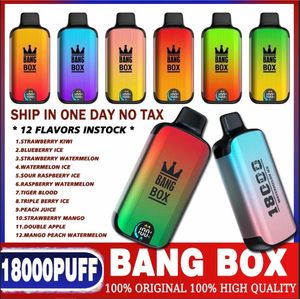 Original VAPME Bang King BOX 18000 18K 12000 12k Puff Shisha 15000 15k Écran intelligent rechargeable Stylo vape jetable E Cigarette 26 ml Batterie préremplie 850 mAh PK JNR