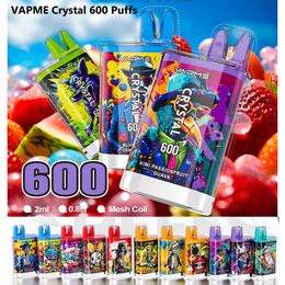 Originele VAPME Crystal 600 Rookwolken Disposabel Vape 2 ml Voorgevulde Pod 0.8ohm Mesh Coil 12 Smaken Elektronische Sigaretten Kleine Vape-apparaten E Sigaret