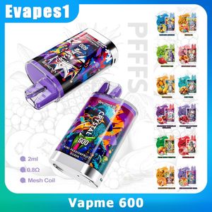 Original VAPME Crystal 600 Puffs Vape jetable 2ml Pods de stylo profilés E Cigarette 0/2/3/5% Nic avec batterie rechargeable 550mAh Mesh Coil Pod Bar VS bang Elfworld ZOOY