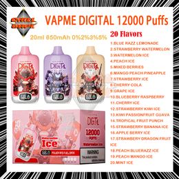 VAPME Digital 12000 Puffle D jetable E Cigarettes Mesh Coil 20 ml POD 850 MAH Batterie rechargeable Pouffle 12K 0% 2% 3% 5% Couleurs Vaporisateur Kit