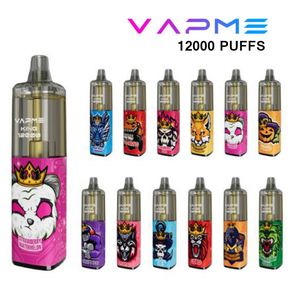 Original VAPME KING 12000 Puffs 0% 2% 3% 5% E cigarette Disposable 18 Flavors 20ml Pre Filled Pods 650mah Type-C Rechargeable Vape Pen Vapor Devcice