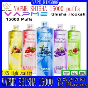 VAPME SHISHA 15000 PUFFS PENS VAPE DIPOSSABLE 15K Puff Vape Bang 24 ml CARTRIDGES PRÉFILLÉS POD 650 MAH RECHARGERABLE DE BATTERIE COULOR LED COULEUR