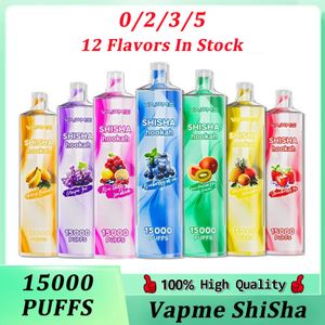 Original VAPME SHISHA 15000 Puffs E-cigarettes jetables 12 saveurs 650 MAh Batterie rechargeable 24 ml Pod prérempli Big Vapor Kit Contrôle du flux d'air VS JNR 12000