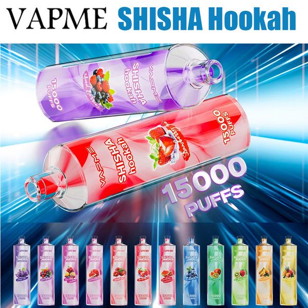 Original Vapme Shisha Hookah 15000 bouffées jetables E cigarette vape boîte shisha 15k 25ml gousses préremplies 650mAh dispositifs de batterie rechargeable