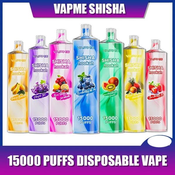 Original VAPME SHISHA narguilé 15000 bouffées jetables e-cigarettes Vape dispositif stylo Pod 25 ml pré-rempli recharge 650 mah batterie