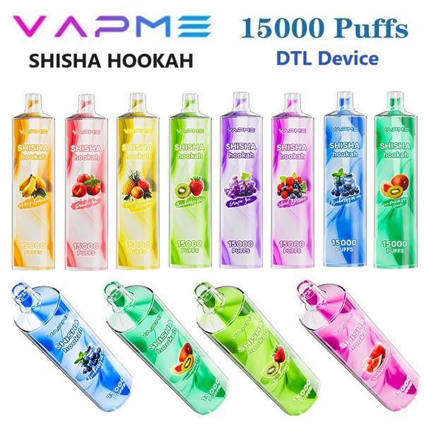 Vapme – Shisha Hookah jetable 15K, Original, 15000 bouffées, dispositif DTL, bobine de maille Subohm de 25ml, dosette de Cigarette électronique détachable