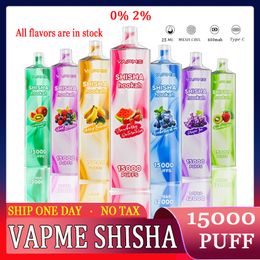 Original VAPME SHISHA Hookah puff shisha 15000 Vape desechable Bobina de malla 650 mAh Batería recargable 25 ml Pod precargado vape pluma 15k E Cigarrillo vs ELF BOX 14k