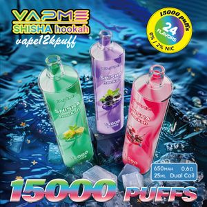 VapMe SHISHA 15000PUFS PUSSION ELECTRONIQUE DISPOSable Puff15ke Nébuliseur de cigarette Vapes de pavé de bobine à enclos 650mA