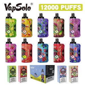 Europe Warehouse Vapsolo 12000 PUFF VAPER Wegwerp Vape E-sigaretten Pen LCD-scherm Mesh Coil Voorgevulde Pod 12K PUFFS Oplaadbare batterij Shishi Pen 15 smaken