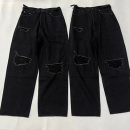 Original Vetements hommes ample jambe large jean pour hommes déchiré et lavé Denim pantalon mode ample hommes Hiphop casual jean