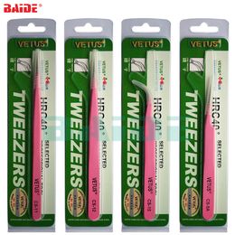 Originele VETUS CS TWEEZERS CS-11 CS-12 CS-15 CS-5A Professionele Beauty Roze Pincet Voor Fan Lash Eyebrow Telefoon Reparatie Tool 160pcs / Partij