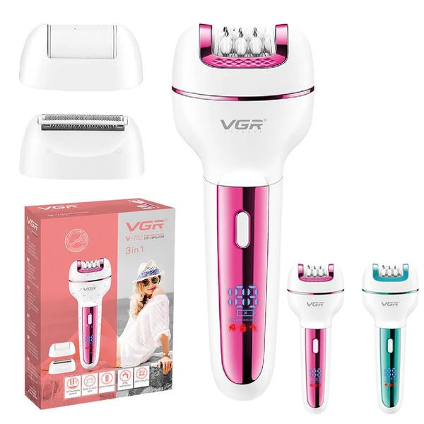 Original VGR 3in1 épilateur femmes rasoir électrique pour visage corps Rechargeable dame tondeuse épilation Bikini aisselles jambes 240221