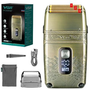 Rasoir électrique sec VGR Metal d'origine pour les hommes Rasage de rasoir électrique à la barbe et à la cheveux Razor à tête rechargeable 240411