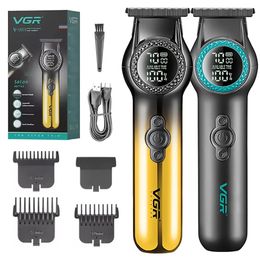 Recortador de cabello profesional VGR original para hombres Cuerpo ajustable Barba Clipper eléctrica Máquina de corte de cabello recargable Barbería 240408