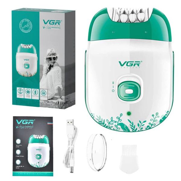Depiladora eléctrica recargable VGR para mujer, depiladora femenina para depilación facial, máquina depilatoria para piernas faciales, cuerpo 240327