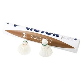 Original Victor Badminton Shuttlecock Gd3 Oro de alto nivel para torneos Shuttlecocks Feather Ball 12pcstube 231229