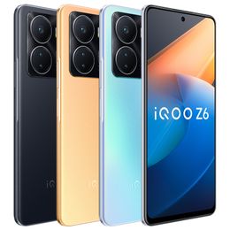 Téléphone portable d'origine Vivo IQOO Z6 5G 8 Go 12 Go RAM 128 Go 256 Go ROM Snapdragon Android 6,64 "120 Hz Plein écran 64,0 MP NFC 4500 mAh ID d'empreinte digitale Face Wake Smart Cellphone