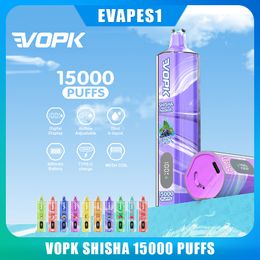 Originele Vopk Vapme Shisha Puff 15k 15000 Wegwerp Shisha Pen 20 ml voorgevuld oplaad 600 mAh Mesh Mesh Coil Display Vape Desechable Puff Bang Elf Box Shisha 15K 0235%