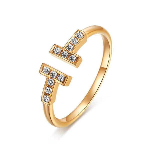 NANGRA ORIGINAL WANGHONGCHAO Double T Diamante Full Diamond Fashion's Fashion Abierto con logotipo