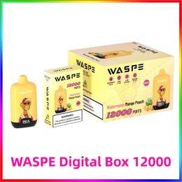 Original WASPE Digital Box Puff 12000 Jetable Vape Pod Dispositif vapers bouffées 12K / 10K Cigarette électronique rechargeable WASPE 12000 BANG 15000 BANG king bang box