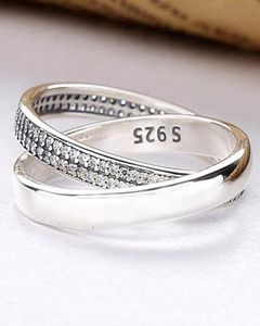 Originele gehele handtekeningbelofte met kristalringen voor vrouwen 925 Sterling Ring Wedding Party Gift Europea Juwelier7067860