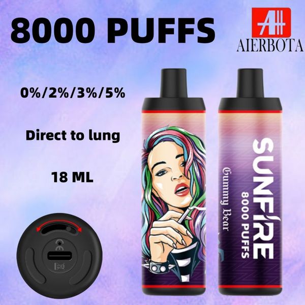 Original Wholesale 5000 7000 8000 Puff 10000 Vaper Label privé Sunfire Custom OEM ODM Bar jetable Wape E Cig E Cig