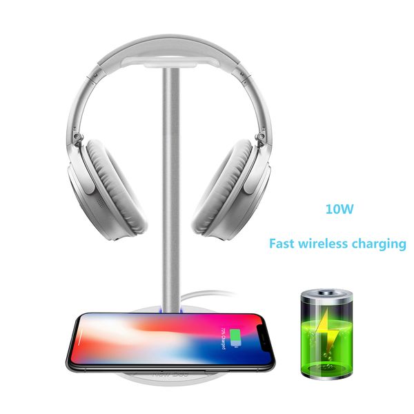 Chargeurs de charge sans fil d'origine support de casque 5W/7.5W/10W support de casque de vitesse de charge rapide avec LED pour tous les téléphones Qi