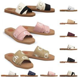 originele sandalen beroemde designer womens woody slippers muilezels platte chole sandalen slides canvas wit zwart zeil damesmode outdoor strand slipper schoenen