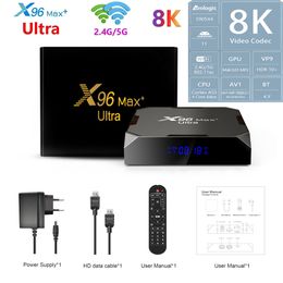 Boîtier TV X96 MAX d'origine, Android 11.0, 4 go de RAM, Amlogice S905X4, 4 go/32 go, 4 go/64 go, lecteur vidéo 8K, double Wifi 2.4G/5G, HD 1000M, X96MAX plus, décodeur UItra
