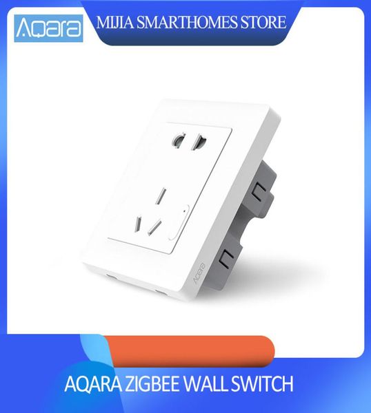 Original Xiaomi Smart home Aqara Control de luz inteligente ZiGBee interruptor de pared enchufe a través de teléfono inteligente Xiaomi APP control remoto inalámbrico 4214161