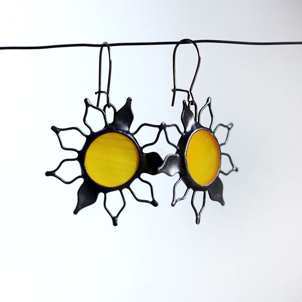 Boucles d'oreilles à fleurs jaunes d'origine pour femmes 2023 Charmants de chouchou de tournesol de créateurs uniques bijoux Boulôry Boucle d'Oreille