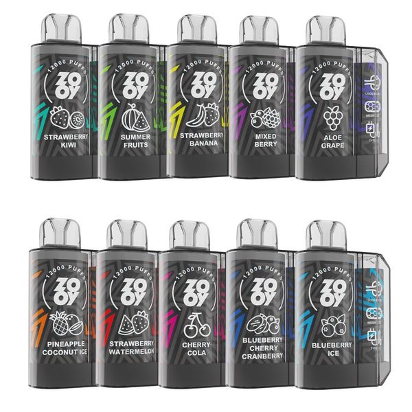 Original zooy mega vapes 12000 bouffées cigarette jetable chine batterie rechargeable 0% 2% 5% 23ML vape desechable vape 12000 12k