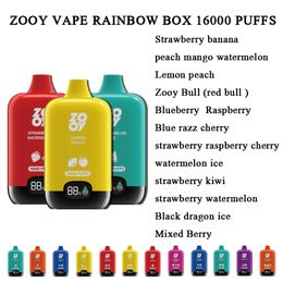 Originele zoooy regenboogdoos 16000 Puffs wegwerp vapes ZoOyvape puff 16k 2% 3% 5% oplaadbare mesh spoel sigaretten versus puff 12k 15k 12000 15000 vs randm