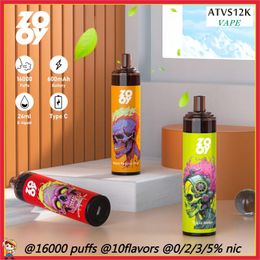 Tornado Zooy d'origine 16000 Puffs Puffes Dispostable Vape Rechargeable Mesh Bobine E-cigarettes Puff 16K 26ML CARTES PRÉFILETS 2% 5% 10 FLAVORS