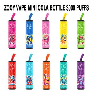 Bouteille de cola originale zooy vape 3000 bouffée de cigarette électronique vape bouffée jetable 2800 800 puls puffbars batterie rechargeable 0% 2% 5% kit de stylo vape chariots préremplis pod 12k