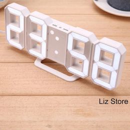Originalité 3D réveils LED numéro Horloge murale bureau chambre Horloge cadre blanc coloré mot décorer multifonction minuterie TH1314