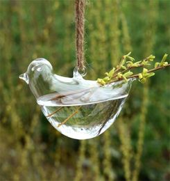 Originaliteit vogelvorm vaas hydrocultuur suspensie transparante bloem potglas hangend water planten bloemenpot home decor creatief 3486428