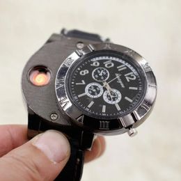 Originalité Cigarette Light Electronic Wristwatch Rechargeable USB Windprooter Watch Lighter 2 IN 1 WRISTES GAMESS