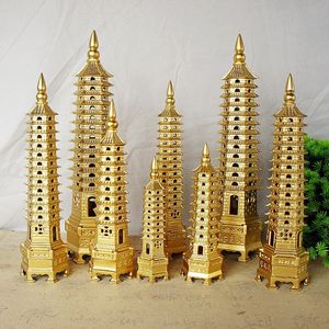 Originaliteit Home Decoratieve objecten Metalen Wenchang Tower Crafts ornament 9 tot 13 verdieping Geomantic Antique For Home Table Decor Office Display Meubels