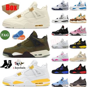 Originals 4s Travis Cactus Jack 4 basketbalschoenen voor heren dames Scots Pine Green WMNS Sail Vivid Sulphur Military Black Cat Thunder White Oreo OG Sneakers met doos